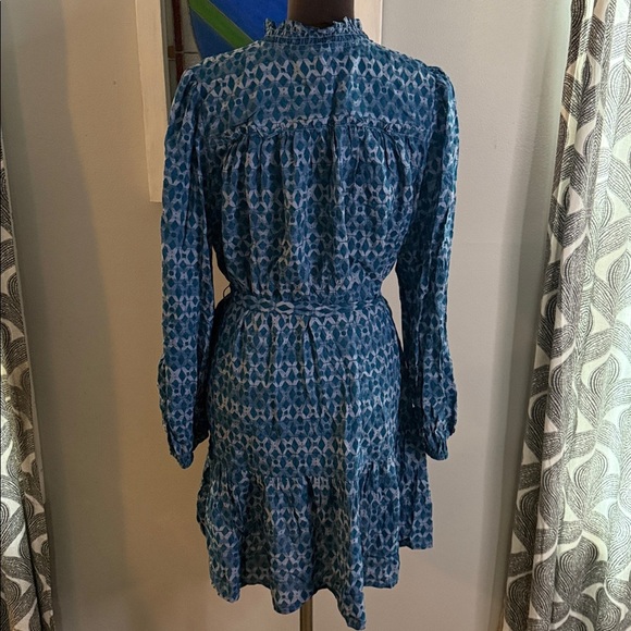 Anthropologie Calanthe Mini Shirt Dress Blue SZ Large - Picture 7 of 12